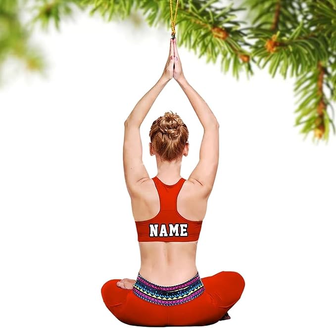 Noni Personalized Yoga Ornament, Custom Name Acrylic Christmas Decoration, Custom Name Mat Decor, Gift for Coach, New Yogi
