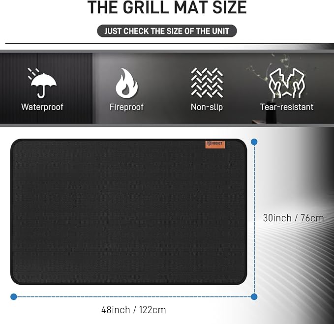 48"×30" Under Grill Mat for Outdoor Grill,Double-Side Fireproof & Heat-Resistant Outdoor Grill Mat,Protective Mat for Patio,Courtyard,Tabletop