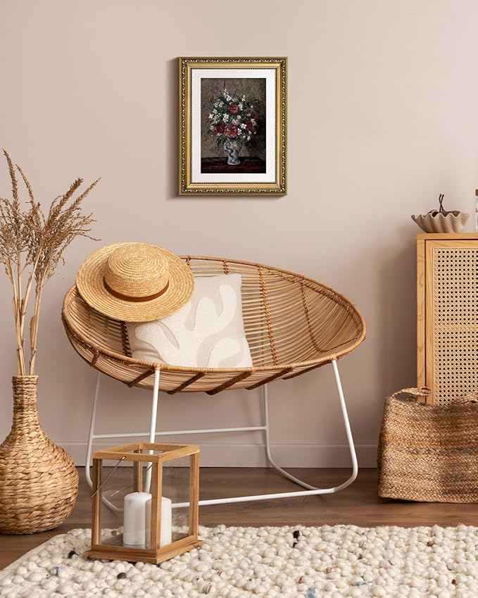 VIYYIEA Gold Framed Wall Art Canvas Print Home Decor Flower Wall Decor Vintage Botanical Prints Floral Paintings Art Pictures Room Decor Floral Wall Art Prints for Living Room Bedroom Office 11x14in