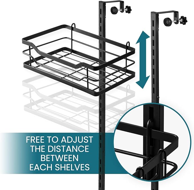 TAILI Hanging Shower Caddy Over The Door Adjustable Hanging Organizer Rack with Hooks, Sturdy Rust Proof Shower Organizer Shelf Basket Storage Rack, No Drilling