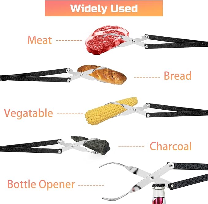 Skyflame Extra Long 20-inch Stainless Steel BBQ Grilling Tong, Barbecue Accessory - Grill Tools for Gas and Charcoal Grills, Kitchen, Baking