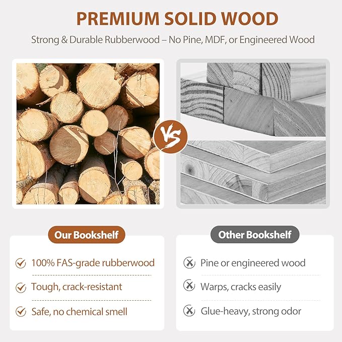 Solid Wood Rotating Bookshelf on Wheels, 4 Tier, Round Revolving Bookcase, 360° Spinning Book Shelf Tower for Kids, Narrow Rolling Bookshelves for Small Space, Corner, Bedroom, Office, White