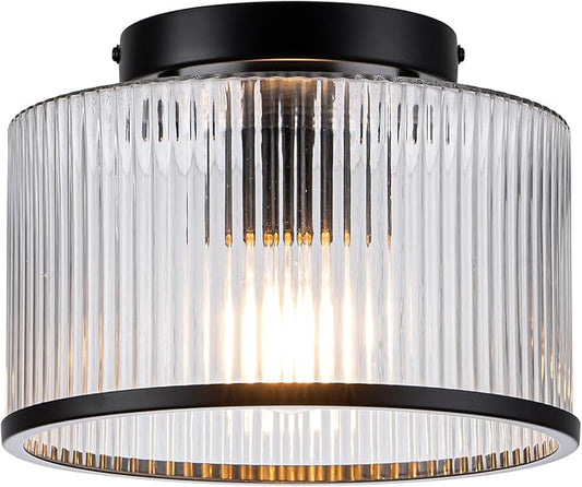 MAYNA Modern Black Semi Flush Mount Ceiling Light Fixture, 1-Light Hallway Light Fixtures Ceiling Mount, Dimmable Kitchen Lighting Fixtures Ceiling Lights for Bedroom Bathroom Dining Room Entryway