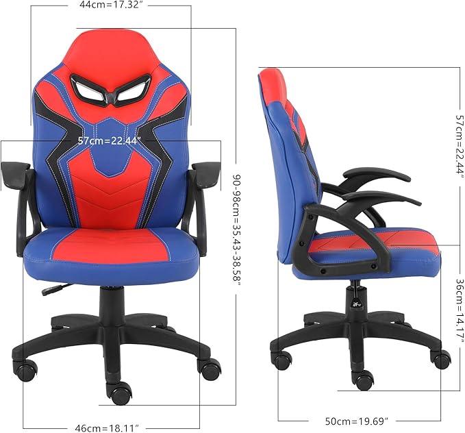 Modern-Depo Gaming Chair for Teenagers Juniors, High Back Ergonomic Swivel Racing Computer Chair, Height Adjustable Students Computer Chair, Blue