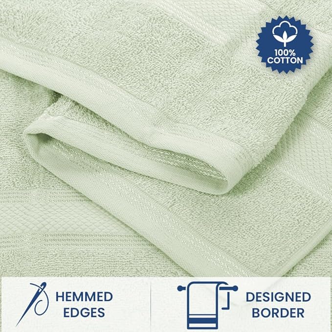 Casa Lino 4 Pack Bath Towels (27x54), 100% Pure Cotton, Luxury Bath Towels, Lightweight & Highly Absorbent, Quick Drying Towels for Bathroom, for Daily Use Bathroom, Light Sage