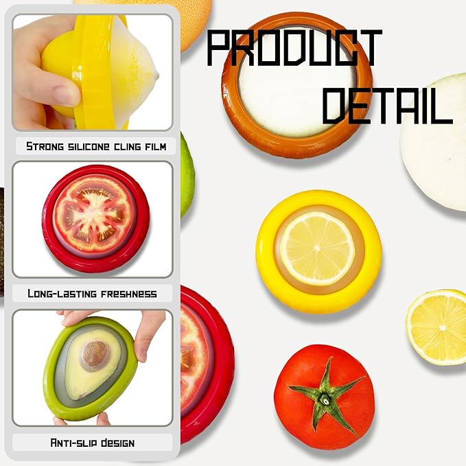 AEKTBY 4-Pack Reusable Avocado & Onion Saver - Silicone Vegetable & Fruit Storage Containers for Fridge, Anti-Oxidation Fresh Keeper Boxes - BPA-Free, Airtight & Eco-Friendly (ABS + Silicone)