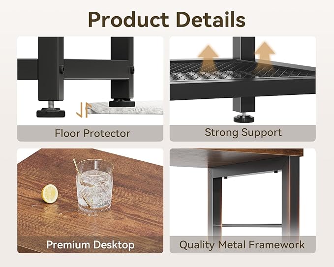 Casaottima 47" TV Stand with Open Storage Shelves up to 55 Inch TVs, Entertainment Center with Fabric Drawers, TV Console Table with Soundbar Shelf TV Stand for Living Room Bedroom, Vintage and Black