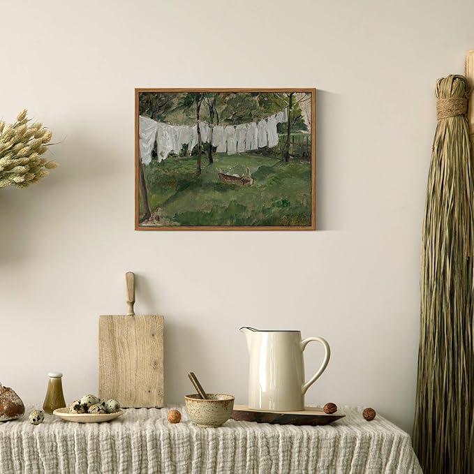 InSimSea Framed Wall Art for Living Room for Living RoomVintage Laundry Room Art Print Antique Oil Painting Country Landscape Vintage Wall Art Canvas for Bedroom OfficeGallery 11x14in