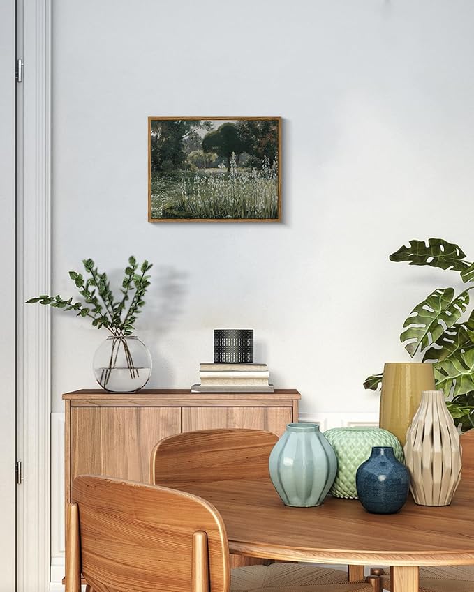 InSimSea Framed Canvas Wall Art Vintage Decor, Landscape Wall Art for Living Room, Summer Hyacinths Vintage Prints Wall Decorations for Living Room Bedroom Office, 11"x14"