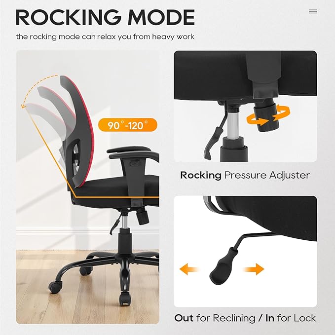 Big and Tall Office Chair 400lbs Desk Chair Mesh Computer Chair with Lumbar Support Wide Seat Adjust Arms Rolling Swivel High Back Task Executive Ergonomic Chair,Red