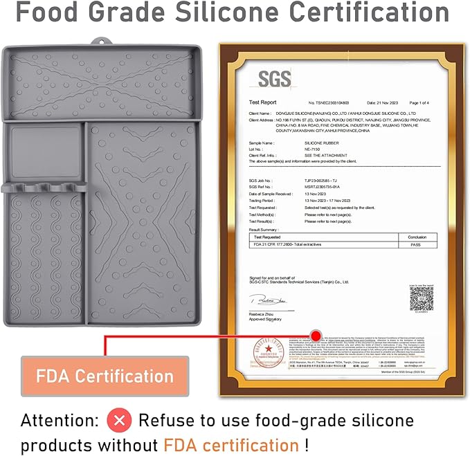 Griddle Mat Barbeque Grill Accessories Tools for Blackstone, Side Shelf Food-Grade Silicone Grill Mat, Spatula Silicone Mat with Drip Pad for Outdoor Grill Kitchen Counter - Grey