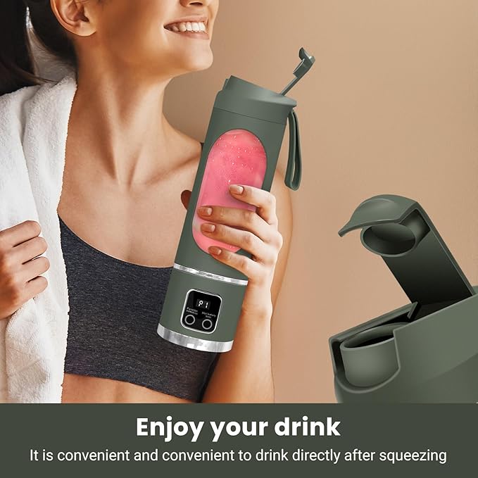 Portable Personal Electric Blender，500ML Portable Shakes and Smoothies Blender，Small Blenders、Mixing、Compact、Convenient and Versatile(Green)