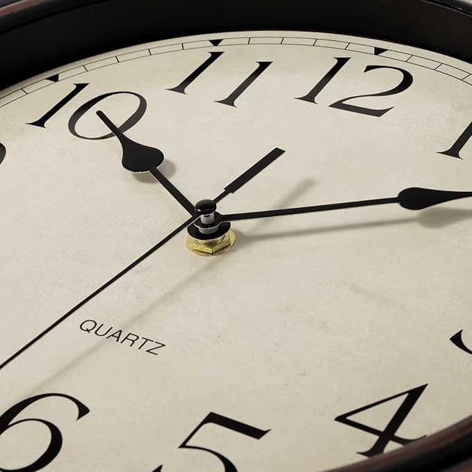 Foxtop Retro Silent Non-Ticking Round Classic Clock Quartz Decorative Battery Operated Wall Clock for Living Room Kitchen Home Office 12 Inch (Bronze)