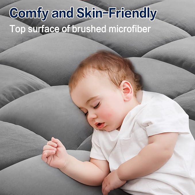 SOPAT Mattress Topper Cal King Size Extra Thick Mattress Pad 8-21" Deep Pocket Soft Down Alternative Fill Mattress Protector Pillow Top Mattress Cover (72x84 Inches, Grey)