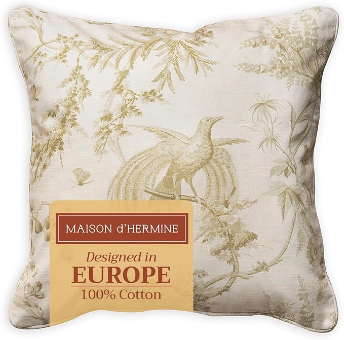 Maison d' Hermine Decorative Pillow Covers 20x20 Inch Square 100% Cotton Throw Pillow Covers with Invisible Zipper Cushion Case for Living Room Couch, Chair, Sofas, Bedroom, Home (Paradise - Sage)