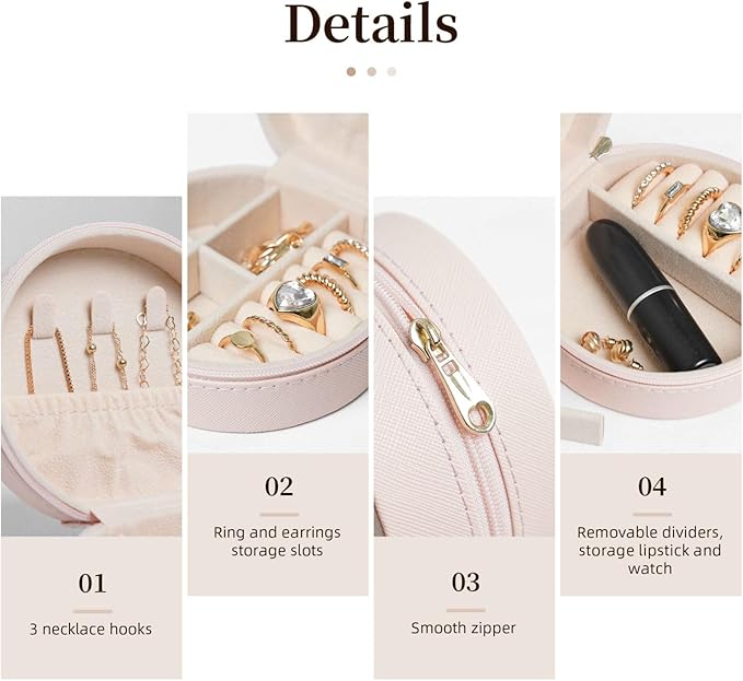 Personalized Jewelry Box Gifts for Women - Custom Jewelry Organizer with Image Text Logo - Customized Travel Leather Jewelry Case for Mom Wife Wedding Girls