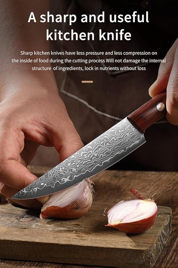 4.7" Paring Knife Damascus Steel Fruit Knives - 67-Layer Forged Kitchen Peeling Knife with Natural Solid Wood Handle Kitchen Utility Knives, 15° Double-Edged Blade, Ultra-Sharp & Durable
