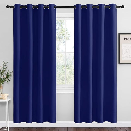 NICETOWN Navy Blue Blackout Curtains 78 inches Length for Living Room, 2 Panels, 55" Wide, Thermal Insulated Decoration Drapes for Bedroom Window