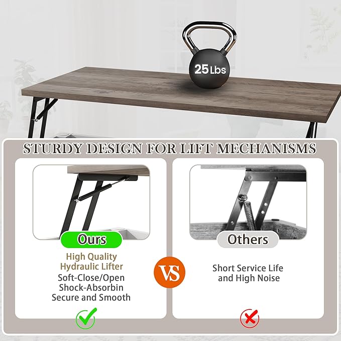 Farmhouse Coffee Table with Lifting Top with Hidden Storage Organizer, Square Lift top Coffee Table for Living Room with Charging Station&USB Ports, 35" Wood Storage Table Set for Home, Office-Grey