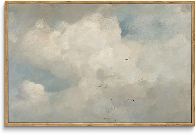 InSimSea Framed Canvas Wall Art Vintage Decor, Home Decor Classical Oil Paintings Sky Cloud Prints, Vintage Landscape Large Wall Art for Living Room Bedroom Bathroom Home Office Decor, 16"x24"