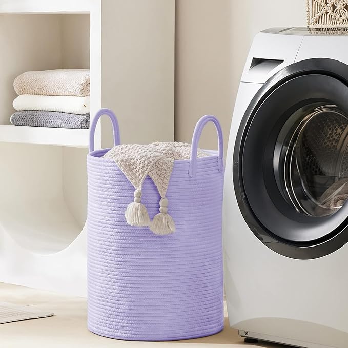 Laundry Hamper Basket, Woven 58L Tall Laundry Basket for Blanket Organizer- Clothes Hamper Baby Nursery Hamper for Blanket Storage in Bedroom