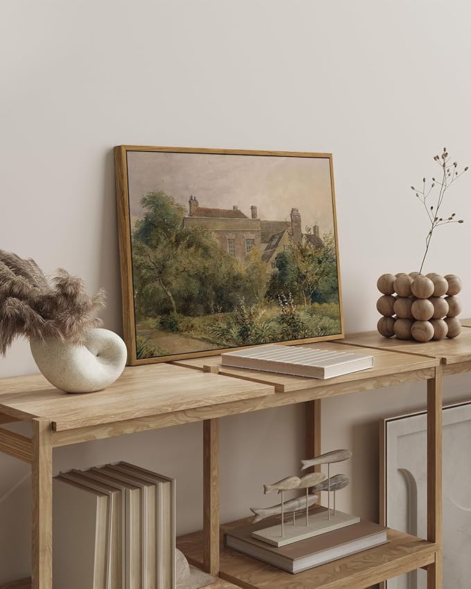 InSimSea Framed Canvas Wall Art Vintage Decor, Home Decor Classical Scenery Landscape Watercolor Paintings, Large Wall Decorations for Living Room Home Farmhouse Bathroom Decor, 16"x24"