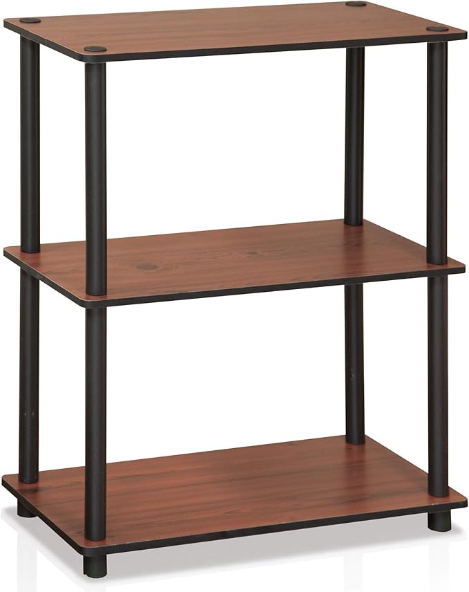 Furinno Turn-N-Tube 3-Tier Compact Multipurpose Shelf Display Rack, Dark Cherry