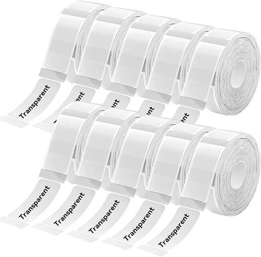 Label Maker Tape Refills, Non-encrypted Repalcement Labels, High Definition Compatible with Portable Label Printer 12 x 40 mm(0.47 in x 1.57 in),165 Lables/Roll, 10 Rolls,Clear