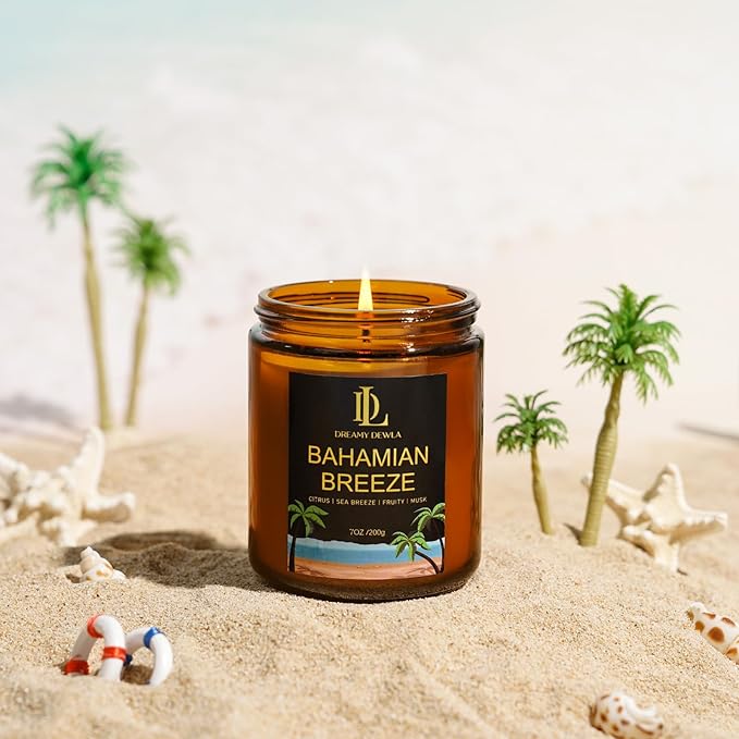 Bahamian Breeze Candles, 7oz Bahama Breeze Scented Candle, Natural Soy Candles for Home Scented, Long Lasting with 50 Hour Burn Time, Gifts for Men Women