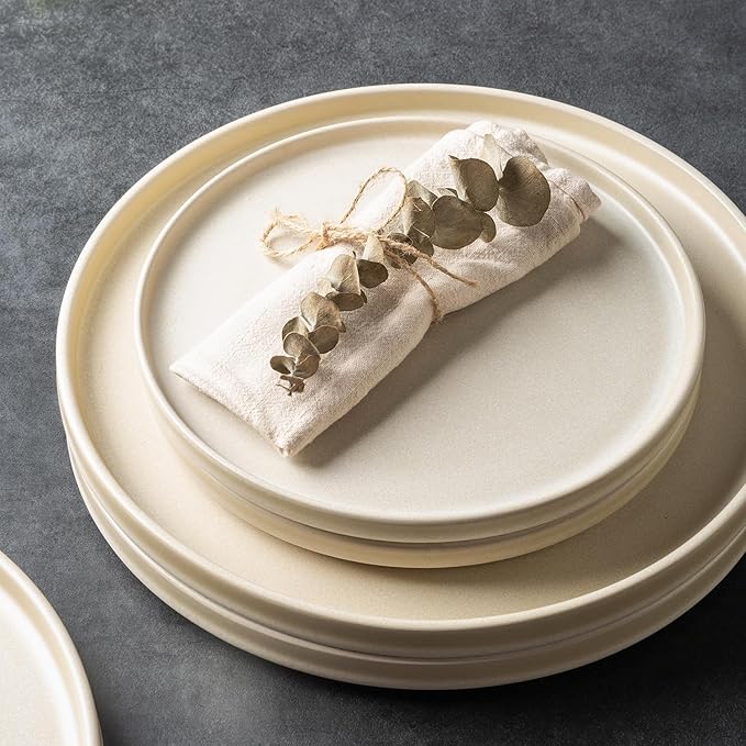 AmorArc Stoneware Dinnerware Sets for 4,Reactive Ceramic Plates and Bowls Set,Highly Chip and Crack Resistant | Dishwasher & Microwave Safe | Round Dishes Set Service for 4 (12pc)