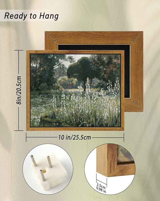 InSimSea Meadow with Flowers Painting Wall Art Prints, Framed, Canvas, Classical Scenery Eclectic Wall Decor For Home Office Living Room Bathroom (8x10in/20x25cm)