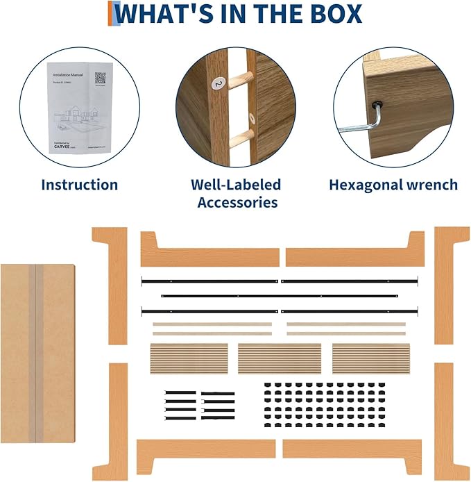 Garvee Wood Platform Bed Frame, King Size Bed Frame, Wood Slat Support, No Box Spring Needed, Easy Assembly, Noise-Free Design, Underbed Space for Storage