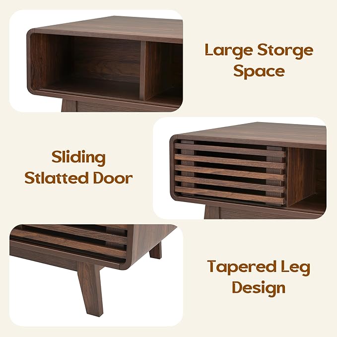 Coffee Table, Living Room Tables, Modern Table with Storage, Mid Century Farmhouse Wood Coffee Table for Living Room