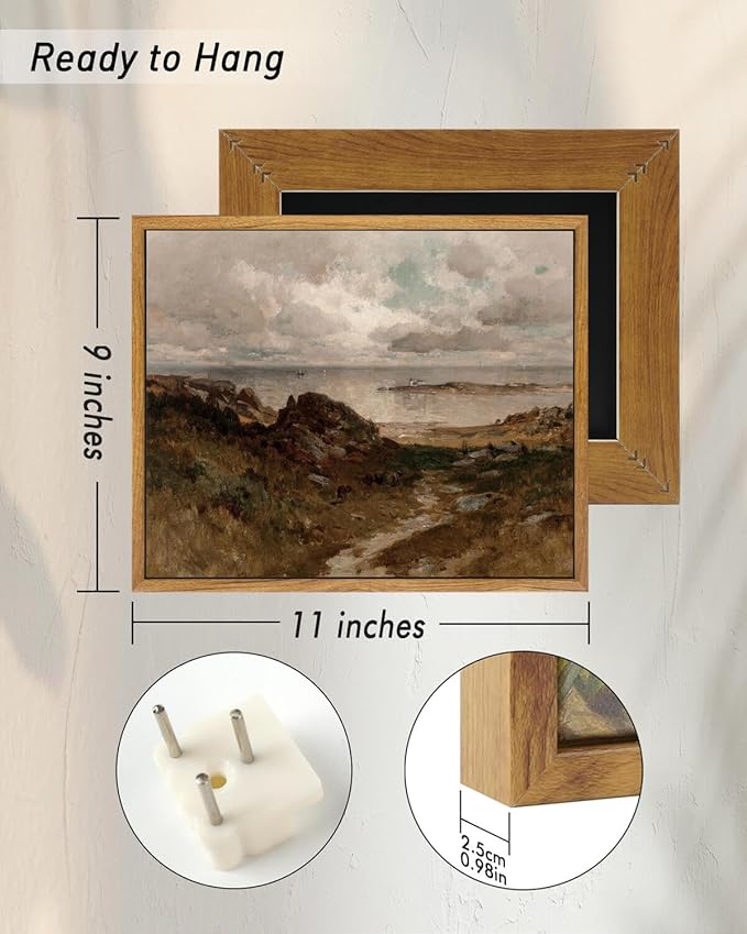 InSimSea Framed Canvas Wall Art Vintage Decor, Room Decor Coastal Wall Art Paintings, Home Decor Wall Art for Living Room, Coast Landscape Canvas Art Work, Office Dining Room Bathroom Decor, 9"x11"