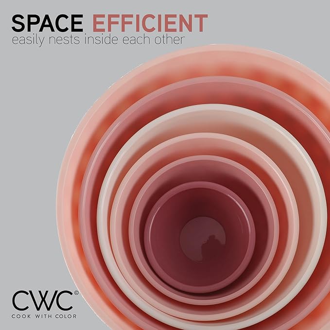 COOK WITH COLOR Mixing Bowls with Lids - 12 Piece Plastic Nesting Bowls Set includes 6 Prep Bowls and 6 Lids, Diamond Design - Microwave Safe (Mint)