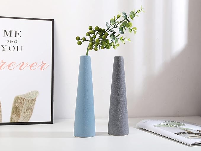 Ceramic Vase, Modern Home Decor Ceramic Vase, Frosted Porcelain Vase, Grey Minimalist Vase,Living Room Decoration，Ideal Shelf, Best Decoration. (White)