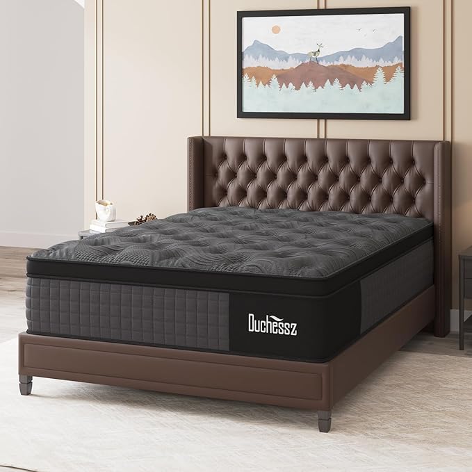 Twin Mattress, 14 Inch Hybrid Mattresses Black with Gel Memory Foam and Individually Pocket Innerspring Euro Top Medium Firm for Motion Isolation, Edge Support