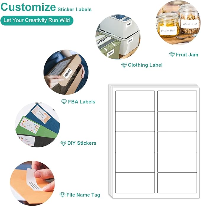 MFLABEL 2x4 Shipping Address Labels, 10-UP, 1500 Count, 150 Sheets for Printer, Internet Mailing, FBA Stickers 2" x 4" for Laser/Inkjet Printer