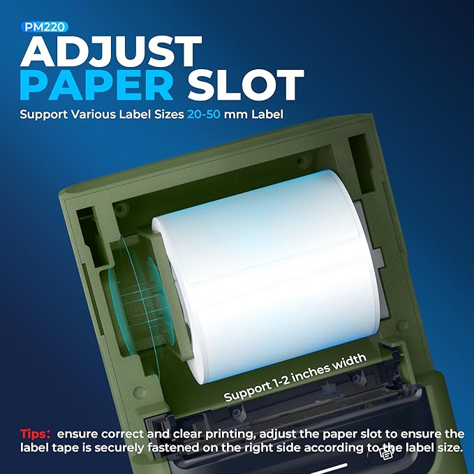 Nelko Label Maker Machine with Tape, PM220 Bluetooth Label Printer, 2 Inch Portable Thermal Printer for Small Business, Address, Logo, Clothing, Sticker Maker for Phones & PC, Deep Green