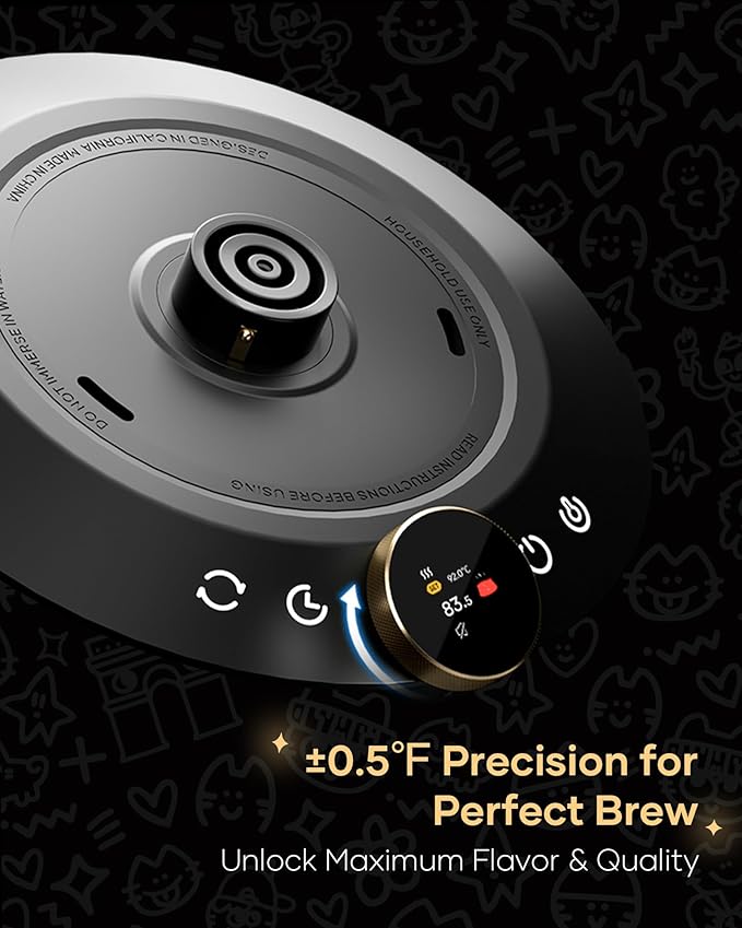 Cocinare x Chanoir FLOW M9 Pro Electric Kettle, Art de Paris Color-Changing Collaboration, Premium Gift Box Packaging with Coffee Mat, ±0.5℉ Temp Control for Coffee & Tea (Chanoir Black)