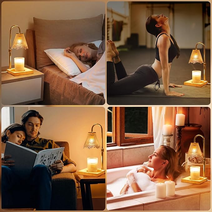 Adjustable Candle Warmer Lamp with Timer: Birthday Gifts for Women New Home Decor - Wax Melt Warmer Gifts for Women for Jar Candles (Gold)