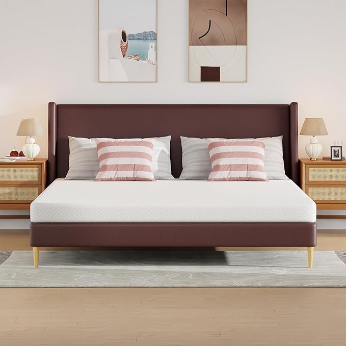 PayLessHere 5 Inch Gel Memory Foam Mattress Medium Firm Mattresses CertiPUR-US Certified Bed-in-a-Box Pressure Relieving California King Size,Fiberglass Free，White