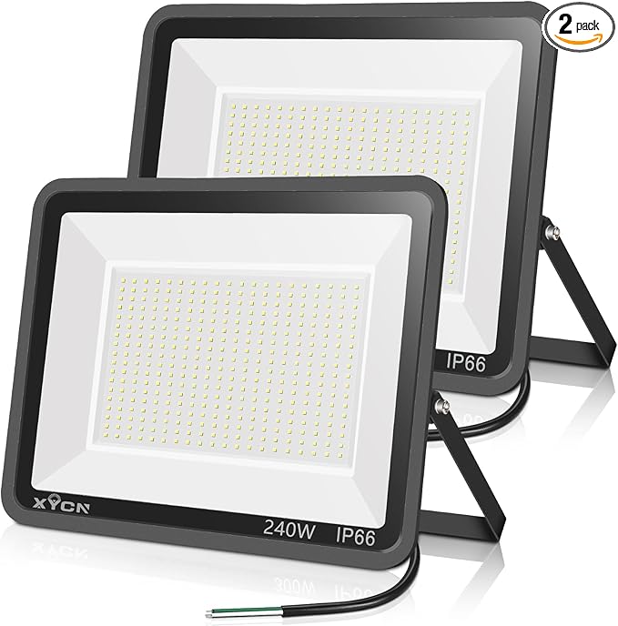 2 Pack 240W LED Flood Lights,100-277V IP65 Waterproof 5000K Daylight 1700 watt Equivalent 36500LM Super Bright Outdoor LED Arena Lights Commercial Lighting for Stadium,Backyard, Parking lot etc