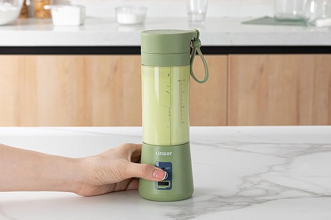Portable Blender (Sage Green) for Shakes and Smoothies with Durable Stainless Steel Blades for Powerful Blending Performance, USB Rechargeable for Office, Gym, Kitchen and travel