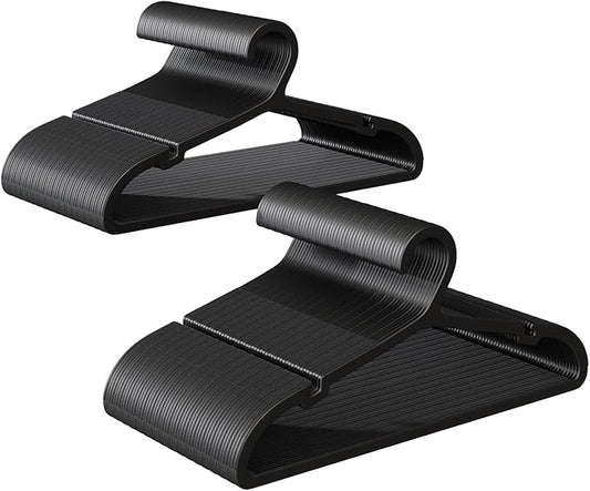 100 Pack Clothes Hangers, Non Slip Plastic Coat Hangers, Space Saving Hangers, Heavy Duty, Hanging Dry Wet Clothes, 16.4" x 8.3", Black, UAPY05100B