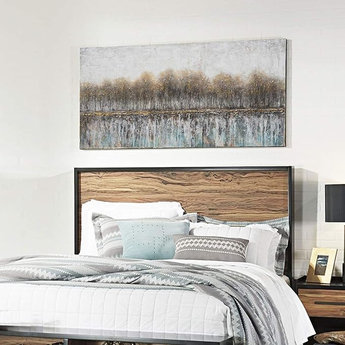 NdcSkyArt Canvas Wall Art for Bedroom, Tree Farmhouse Wood Neutral Watercolor Painting Gray Brown Silver Birch Prints for Rustic Home Living Room Sofa Background Decor