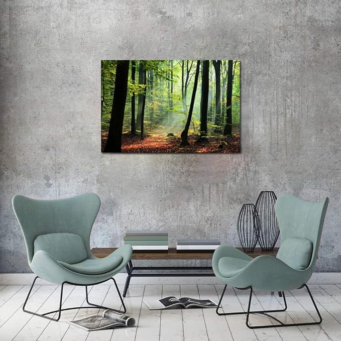 Nature Wall Art Forest Art Canvas Wall Decor Green Tree Canvas Print Artwork Decor for Living Room Mountain Wall Art Landscape Pictures for Bedroom Home Office Decorations 24x36Inch