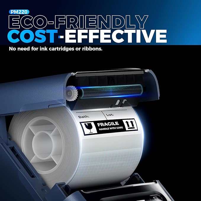 Nelko PM220 Bluetooth Label Maker Machine With Tape, 2 Inch Portable Thermal Printer for Small Business, Logo, Clothing, Sticker for Phones & PC, With 3 Labels, Deep Blue