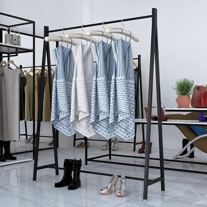 DR.IRON Black Metal Clothing Rack, Industrial Clothes Rack with Top Rod Heavy Duty Clothing Rack for Hanging Clothes for Home Bedroom,Clothing Store, Laundry Room