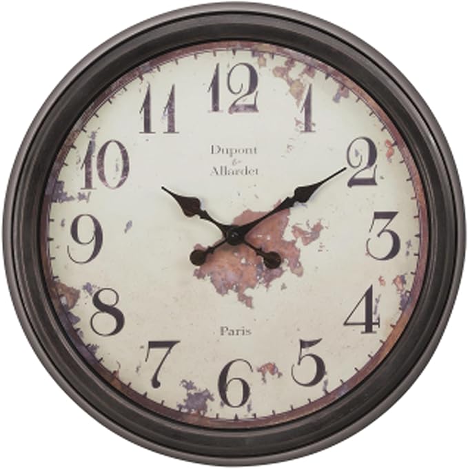 20 Inch Vintage Wall Clock, Farmhouse Wood Silent Non-Ticking, Battery Operated Retro Round Decorative Clock for Kitchen, Living Room, Bedroom,Office,Beige Brown